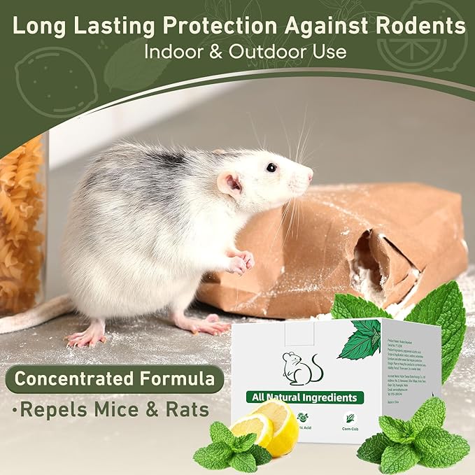 Mouse Rodent Repellent, 24 Pack Peppermint Oil for Mice, Mouse, Rats, Squirrel, Pest Control Indoor & Outdoor Use, Natural Deterrent Replace Trap Poisoning Family & Pet Safe Yellow