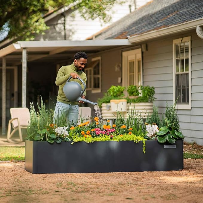 Vego garden Modern Raised Garden Bed 17" Tall 42" x 42" Heavy Cube Planter Box for Trees Plants Flowers Double-Walled Metal Planters for Outdoor Commercial Residential Patio, Midnight Blue