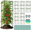 Uyittour 6 Pack Square Tomato Cages for Garden, 45" Heavy Duty Tomato Trellis Plant Support Cages for Raised Garden Bed Climbing Vegetables, Set with Garden Gloves, 40 Clips & 2 Rolls 65FT Tie Wire