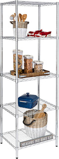 Honey-Can-Do 5-Tier Heavy Duty Adjustable Shelving Unit, 250-lb Per Shelf NSF Certified Metal Storage Rack, Chrome Wire Shelf for Kitchen Pantry Garage, 24 x 18 x 72 in