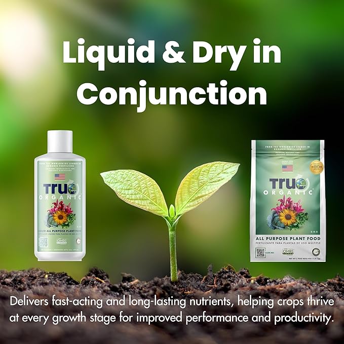 True Organic Liquid All Purpose Plant Food – Organic Fertilizer for Fruits, Flowers, Vegetables, Herbs & Foliage – Indoor & Outdoor Use – 32 fl. oz. – Covers 60 sq. ft.