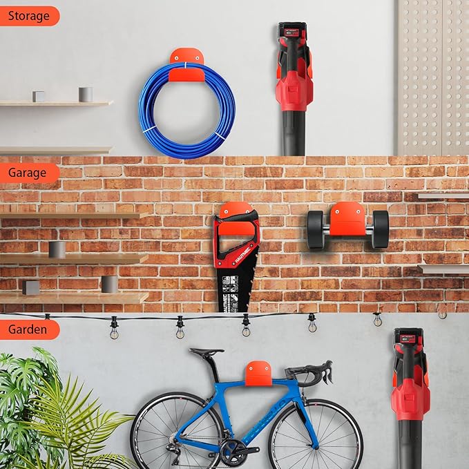Leaf Blower Rack, Wall-Mounted Tool Hanger Compatible with Milwaukee 2824-20, Hedge Trimmers, Grass Trimmers, Garden Power Tools & Garage Organization, 1 Pack