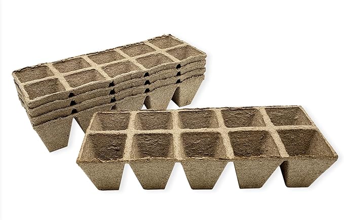 Jiffy Seed Starting Strips - Biodegradable, Plant Starter Pots, 10 Cell, 50 Strips - Peat