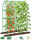 Cucumber Trellis with Grow Bag for Raised Bed, Garden Trellis for Climbing Plants Outdoor ((67 * 17 * 65inch(L*W*H), Trellis)