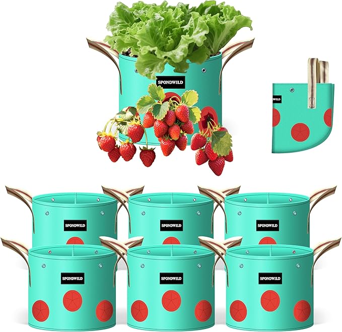 7 Pack 5 Gallon Grow Bags Heavy Duty 180G Thickened PE Plant Pots with 8 Breathable Holes
