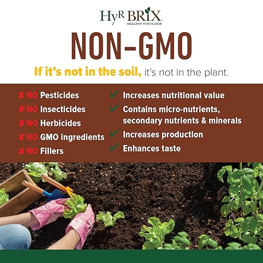 HyR BRIX All Natural & Organic 1-1-8 Vegetable Garden Fertilizer, 20lb Bucket - Slow-Release Plant Food with Calcium & Sulfur - Essential Micronutrients for Healthier Produce