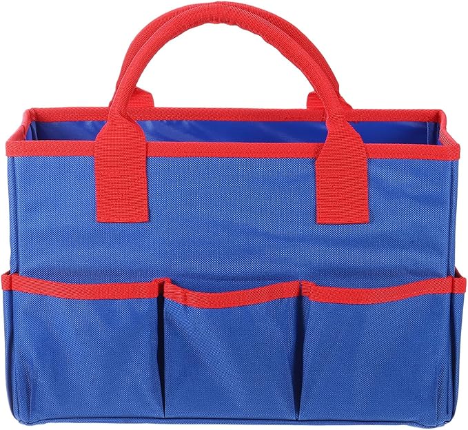 HARFINGTON Garden Tool Bag 12.99" x 5.91" x 8.66" Large Oxford Tote Bag with Pockets Gardening Plant Tool Organizer Storage Carrier Store for Outdoor Women Men, Blue