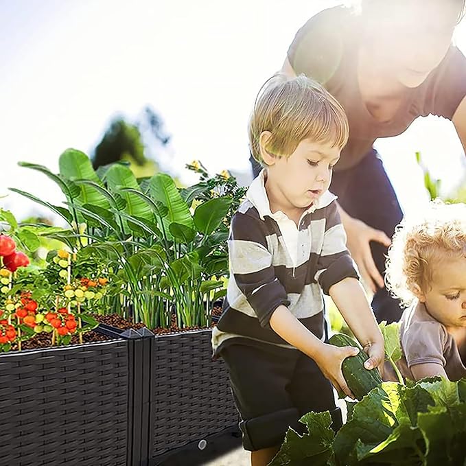 Raised Garden Beds Planters for Outdoor Plants Box Plastic Elevated Garden Bed Kit for Vegetables Flowers Herbs in Backyard Patio Balcony