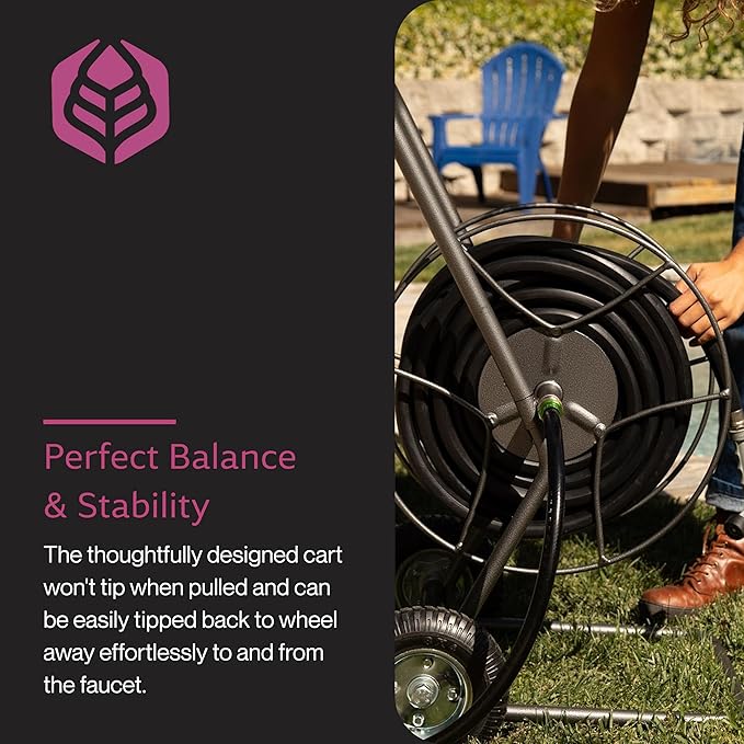 Yard Butler Hose Reel Cart with Wheels Heavy Duty 200 Foot Metal Hose Reel Suitable for Gardens, Lawns and Outdoor - IHT-2EZ