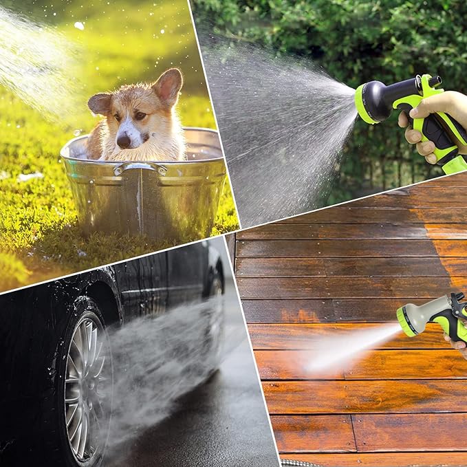 15FT Hose, 304 Stainless Steel Garden Hose Metal, Heavy Duty Water Pipe with Nozzles for Yard, Outdoor，Never Kink & Tangle