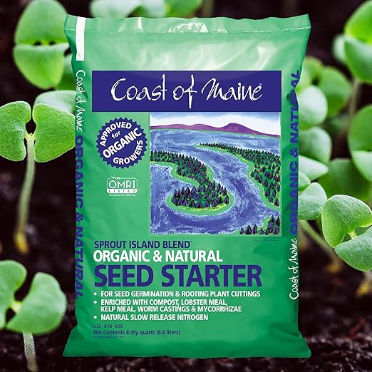 Coast of Maine, 8qt (Pack of 8) Sprout Island Blend, Organic & Natural Seed Starter for Seed Germination & Root Plant Cuttings
