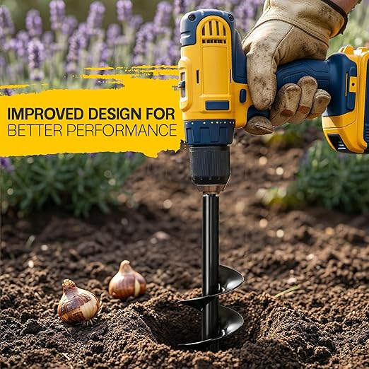 Sproot Garden Auger Drill Bit for Planting – 4 x 12 Inch - Umbrellas and Fences Auger Post Hole Digger for Gardening and Spiral Bulb Planter Tool – 3/8 Inch Hex Drive Compatible