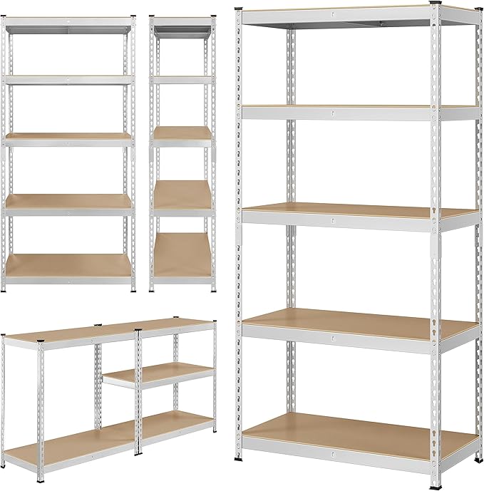 Yaheetech Storage Shelves, 5 Tier Heavy Duty Adjustable Metal Shelving Unit, Industrial Utility Rack for Garage Warehouse Pantry Closet (35.5 W x 17.5 D x 72 H Inches, Silver)