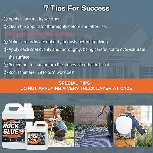 Rock Glue,1 Gallon 99% Stronger Bond Gravel Binder for Pea Gravel, Pebble&Stone-Stop Shifting, Reduce Mess, Strong Hold for Yards, Patios, Garden Walkways, Pet Safe Mulch Bond for Landscaping