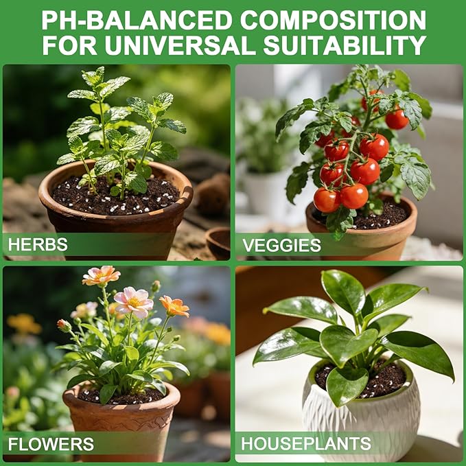 Organic Potting Soil Mix for Indoor Plants & Herb Gardens 4qt- All-Purpose Nutrient-Rich Natural Soil