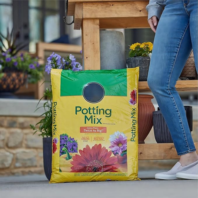 25 qt All Purpose Potting Mix, Lightweight Garden Soil for Indoor Outdoor Potted Plants, Flowers, Shrubs, Great for Houseplants and Landscape Gardening