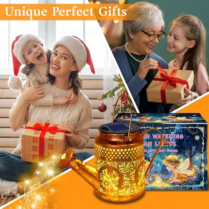 Big Solar Lights Outdoor Waterproof, Gift for Mom Grandma Women Wife Daughter Mother's Day, Cardinals Watering Can Light with Shepherd Hook, Outside Hanging Solar Light Garden Front Porch Patio Decor