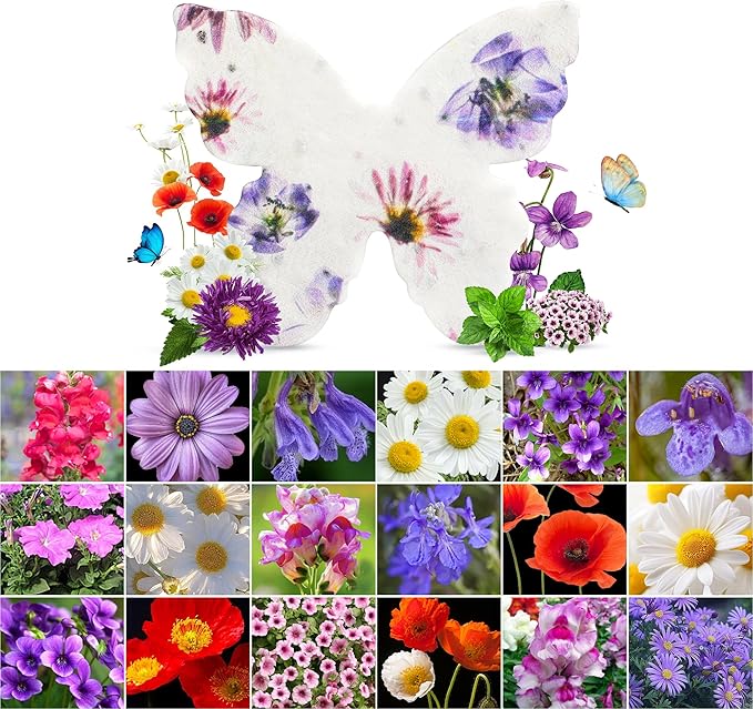 Plantable Seed Paper Sheets, 60-Pack, Mixed Wildflower Seeds, Favor for Bridal Shower, Wedding Gift, Birthday, Garden Gifts & DIY Crafts