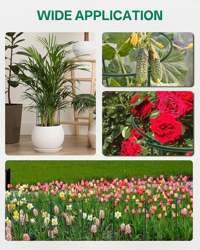Breeze Touch 8 Pack Plant Support Stakes, 24 Inch Plant Stakes for Outdoor Plants, Peony Cage with 15 Pcs Green Lables, Peony Cages and Supports, Peonies Support Cages Flower Stakes for Plants