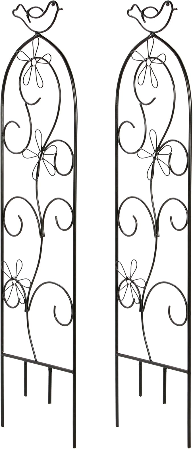 Hosley Set of 2 Iron Wave Pot Trellis 28 Inch H Ideal Gift for Floral Arrangements Wedding Party and Use Next to Structures Home or Office or in Planters for Growing Floral Plants Vines and Vegetables