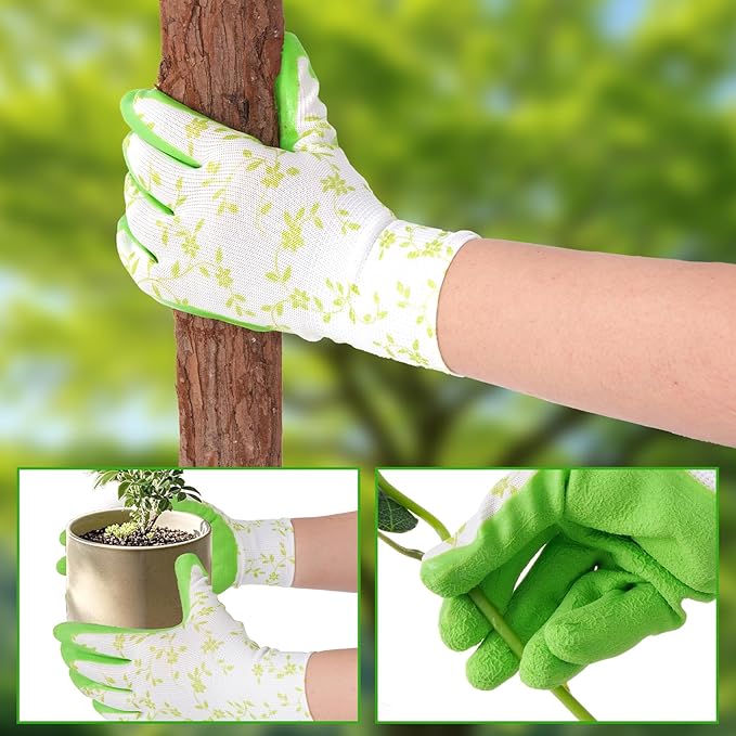 Gardening Gloves for Women Thorn Proof, Ladies Garden Gloves, Breathable Rubber Coated Yard Work Gloves