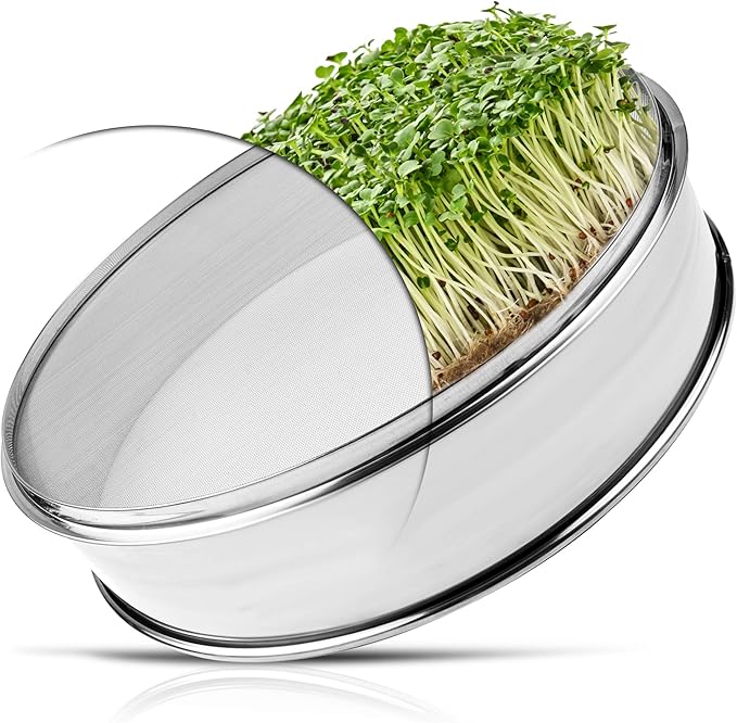 Vollum Stainless Steel Seed Sprouting Tray | 8 Inch Sprout Growing Kit | Growing Fresh Wheat Grass, Organic Broccoli Sprouts, Alfalfa Seeds, Mung Beans, Fenugreek | Plant Germination Kits