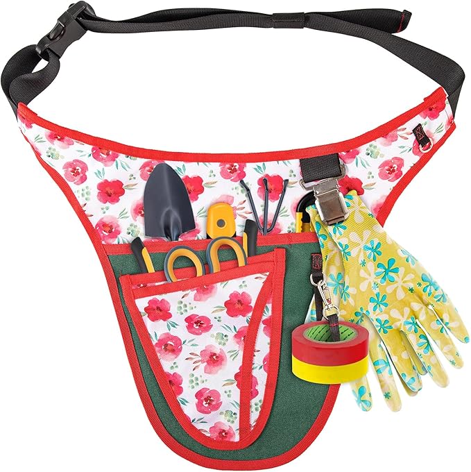 Garden Tool Belt for Women,Gardening Tool Pouch Apron with Pockets,Tool Belt Pouch Organizer,Gardening Gifts for Women,Garden Waist Bag,Belt Apron (28.47 x 33cm)