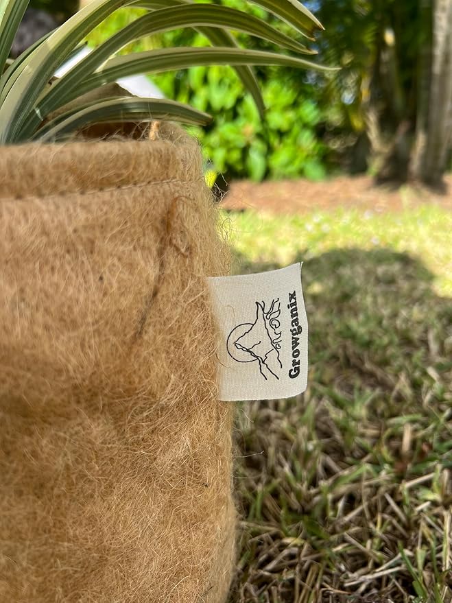 Non-Woven Jute Fabric Grow Bag with Handles, Biodegradeable Pot, 100% Natural Fiber, Breathable, Fast Root Growth, Available in 3 & 5 Gallon. (8, 3 Gallon)