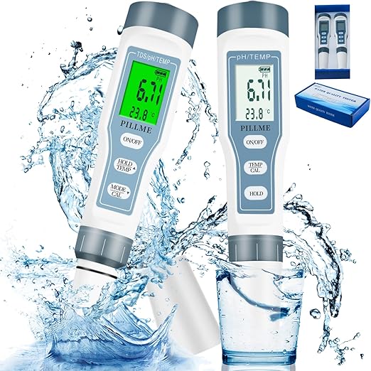 2Pcs Digital PH Meter PH Tester 0.01 High Accuracy Water Quality Tester with ATC: 3 in 1 PH TDS Temp for Drinking Water, Hydroponics, Lab