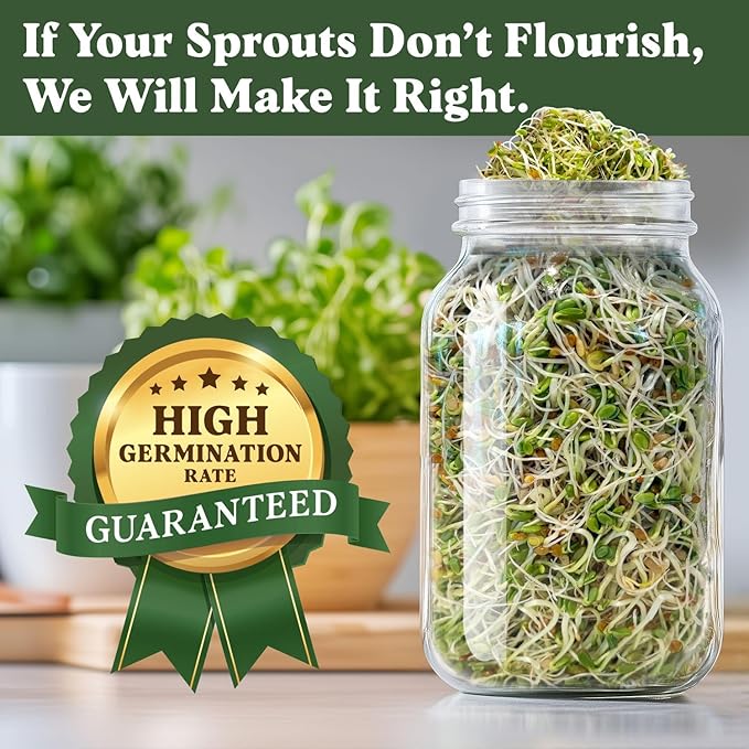 Seedboy Organic Non-GMO Sprouting Seeds, Hormone Balance Blend - USA Grown Microgreens Mix with Golden Flax, Red Clover, Fenugreek - 8 oz Bag Makes 8 Quarts / 24 Servings (Hormone Balance Blend)
