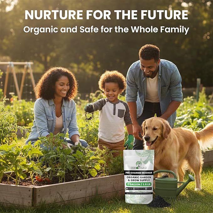 BuildASoil Pre-Charged Biochar Organic Soil Amendment for Plants, No-Till Friendly, 2–5% Mix Rate, Clay Soil Conditioner with Organic Perlite & Horticultural Charcoal Blend, 2 Gallon/2.5 lb