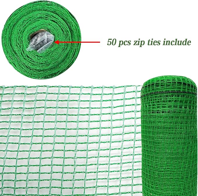 4x30 FT Plastic Garden Fence with 50 Zip Ties – Green Heavy Duty Temporary Safety Fencing for Animals, Snow, Poultry, Deer, Yard & Construction