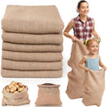 Kmise Premium Tightly Woven Burlap Potato Sack Race Bags (Pack of 6)，39"x25" Natural Jute Burlap Sacks for Kids & Adults, Reusable Eco-Friendly Grow Bag for Field Day Games & Harvest Storage