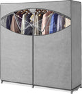 Wardrobe Clothes Storage Organizer Closet with Hanging Rack - Extra Wide - Grey Color - No-Tool Assembly - Extra Strong and Durable - 60" L x 19.5" W x 64"