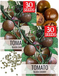 Seed Needs Tomato Seeds for Planting Black Cherry Tomatoes - Non-GMO Heirloom & Untreated Indeterminate Variety to Plant a Home Grown Outdoor Vegetable Garden (5 Packs)
