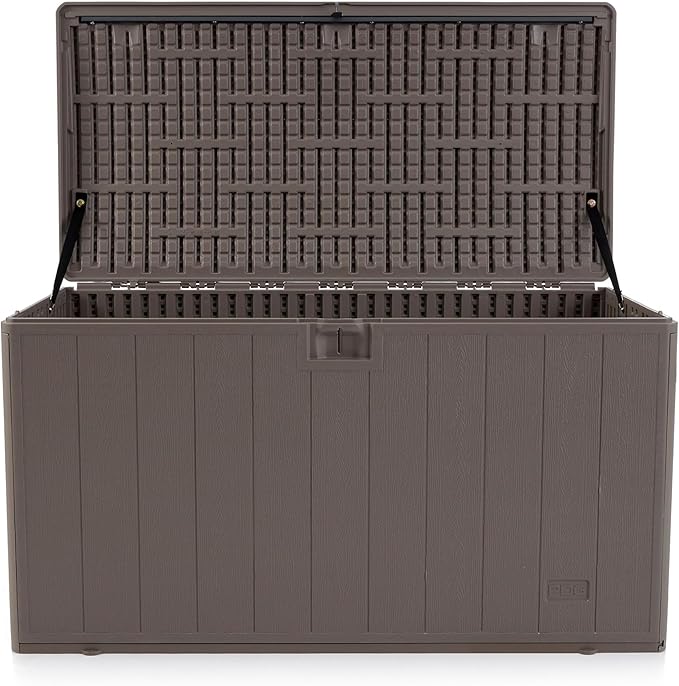 Plastic Development Group Outdoor Storage Deck Box, Standard Close, 105 Gallon, Driftwood