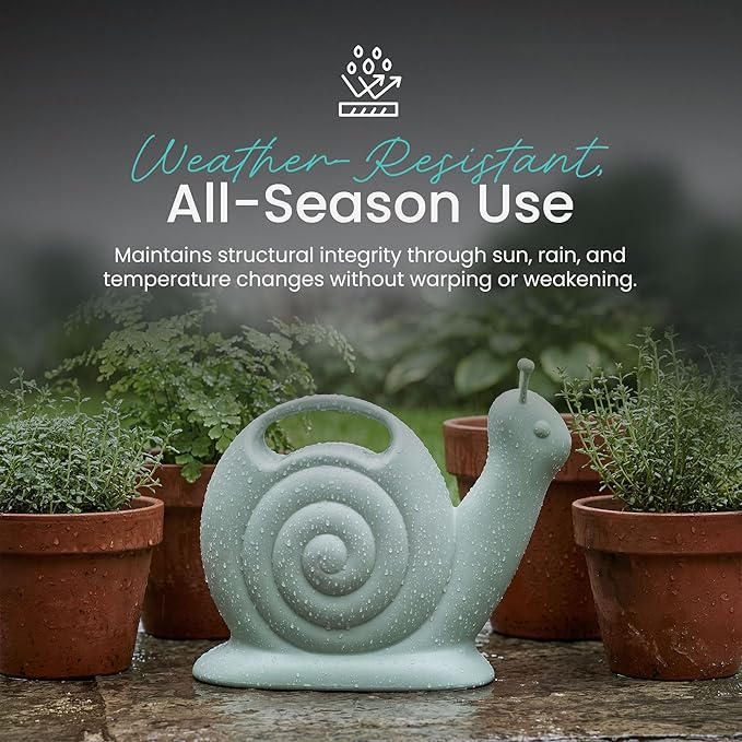 Union Products Snail Watering Can with Built-in Handle, 1.8L Capacity, Light Green - Ideal for Houseplants, Herbs, and Small Garden Beds