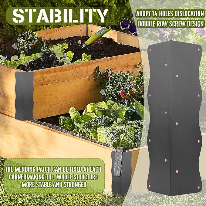 8-Pack Heavy-Duty Metal Corner Brackets for Raised Garden Beds (11"x3"x3") - L-Shaped Reinforced Connectors with Short/Long Screws, Fits 20"-24" Bed Edges & Wooden Shelves/Cabinets