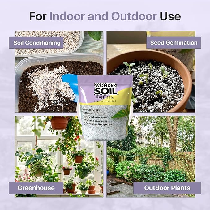WONDER SOIL | Premium Organic Perlite for Plants | 3 lbs (4 Quarts) Natural Soil Aerator & Drainage Amendment for Indoor Plants, Seed Starting, Gardens & Potting Mix | 3 lbs