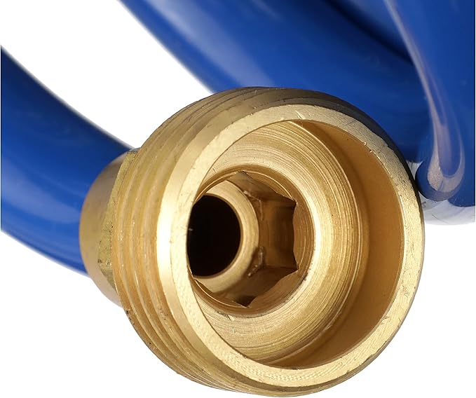 Attwood 11871-7 Spiral Watering Hose — Weatherproof, Kink-Free, 25 Feet Long, ¾-in. End Fittings, 3/8-In. Interior Diameter, Blue