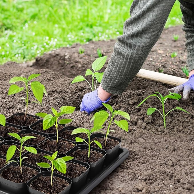 100 Pics Nursery Pots with 5 Pics Sturdy Seedling Trays, Space-Saving Gardening Kit for Indoor and Outdoor Use