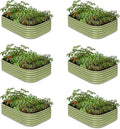 6-Pack Galvanized Raised Garden Bed 6x4x1.5 ft, 17" Tall Planter Boxes Outdoor, Zn-Al-Mg Metal Raised Beds for Gardening Herb Fruit Vegetable, Modular Flower Bed for Outdoor Plants-Moss Green