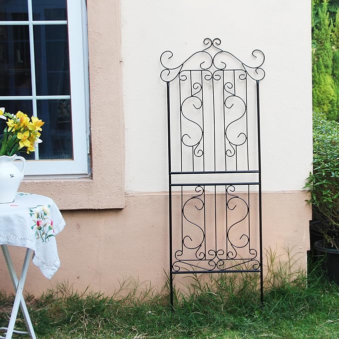 1 Pack 59" H x 22" W Garden Trellis for Climbing Plants Outdoor Plant Climbing Rose Trellis Iron Trellis Ivy Cucumbers Decorative Metal Black