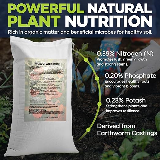 Supply Solutions | Wonder Worm Castings - Premium Organic Earthworm Compost Fertilizer for Indoor & Outdoor Plants, Houseplants, Vegetables, Fruit Trees & Garden Soil Enrichment (40 Pounds)