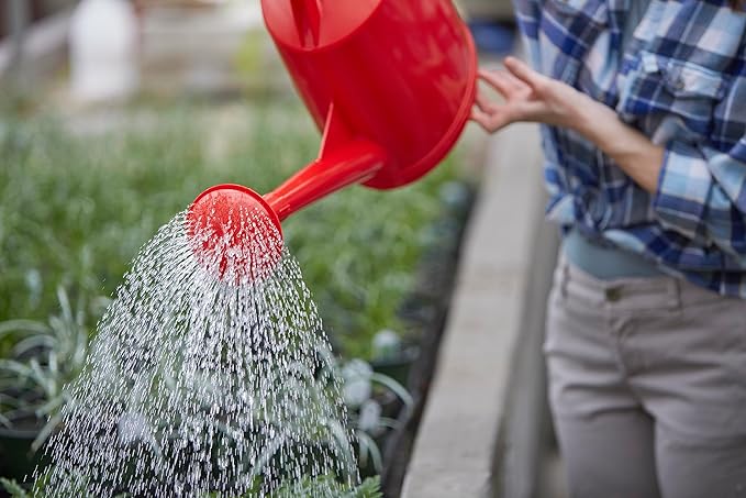Consolidated Plastics Durable Swiss Watering Can with UV Protection, Ergonomic Handle for Indoor/Outdoor Gardening, Made in Switzerland (7 Liter, Red)