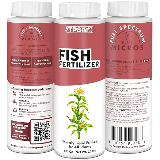 Fish Fertilizer, Complete Liquid Fish Plant Food, 32 oz (1 Quart)
