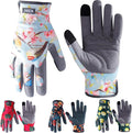 Gardening Gloves for Women, Flexible Breathable Garden Gloves, Leather Working Gloves for Weeding, Digging and Pruning (M-Birds)