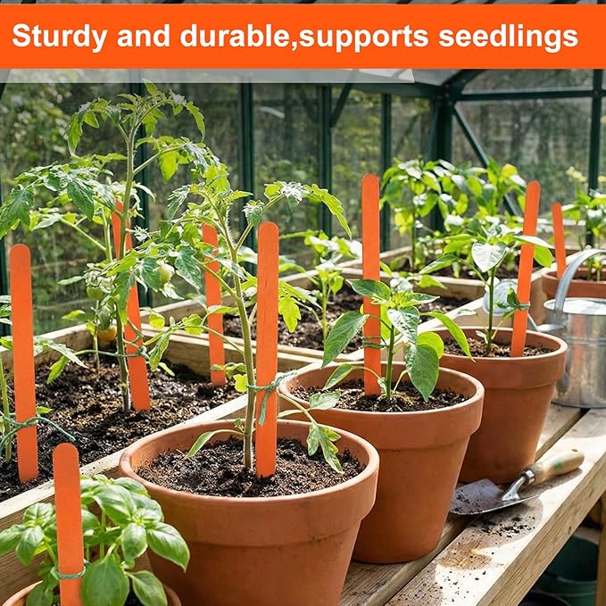 Weysat 100 Pcs 12" Wood Plant Labels for Field or Containers Plant Tags Wood Garden Labels for Seedling Stakes Markers Nursery Seed Tags with Smooth Surface for Pot Herbs Flowers Vegetables (Orange)