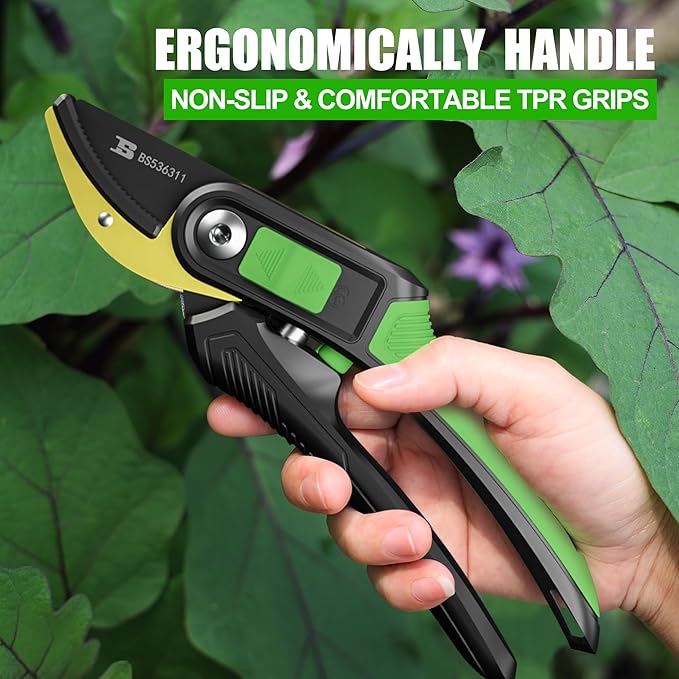 8" Bypass Pruning Shears Gardening Scissors Pruners Tools for Plants with Sharp SK5 Blade，Opening Cuts 3/4" (20mm）