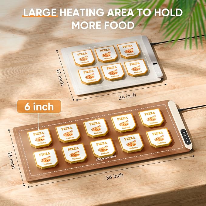 Warming Mat for Food, 36"x16" Food Warming Mat 6 Temperature & Timer Settings Upgrade Graphene Fast Full Surface Heating-Versatile Food Warmer for Gatherings, Parties, Everyday Use-Light Caramel